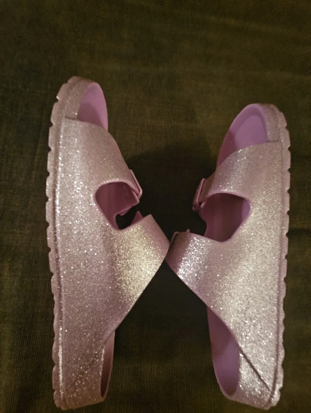 Sonoma Girls' Sparkle Pink Double Buckle Slide Sandals 4/5 XL NWOT